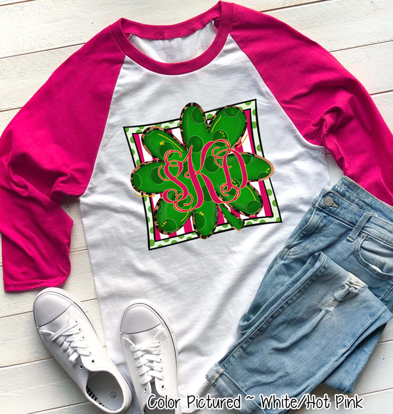 Monogram St Patricks Day Clover Tee