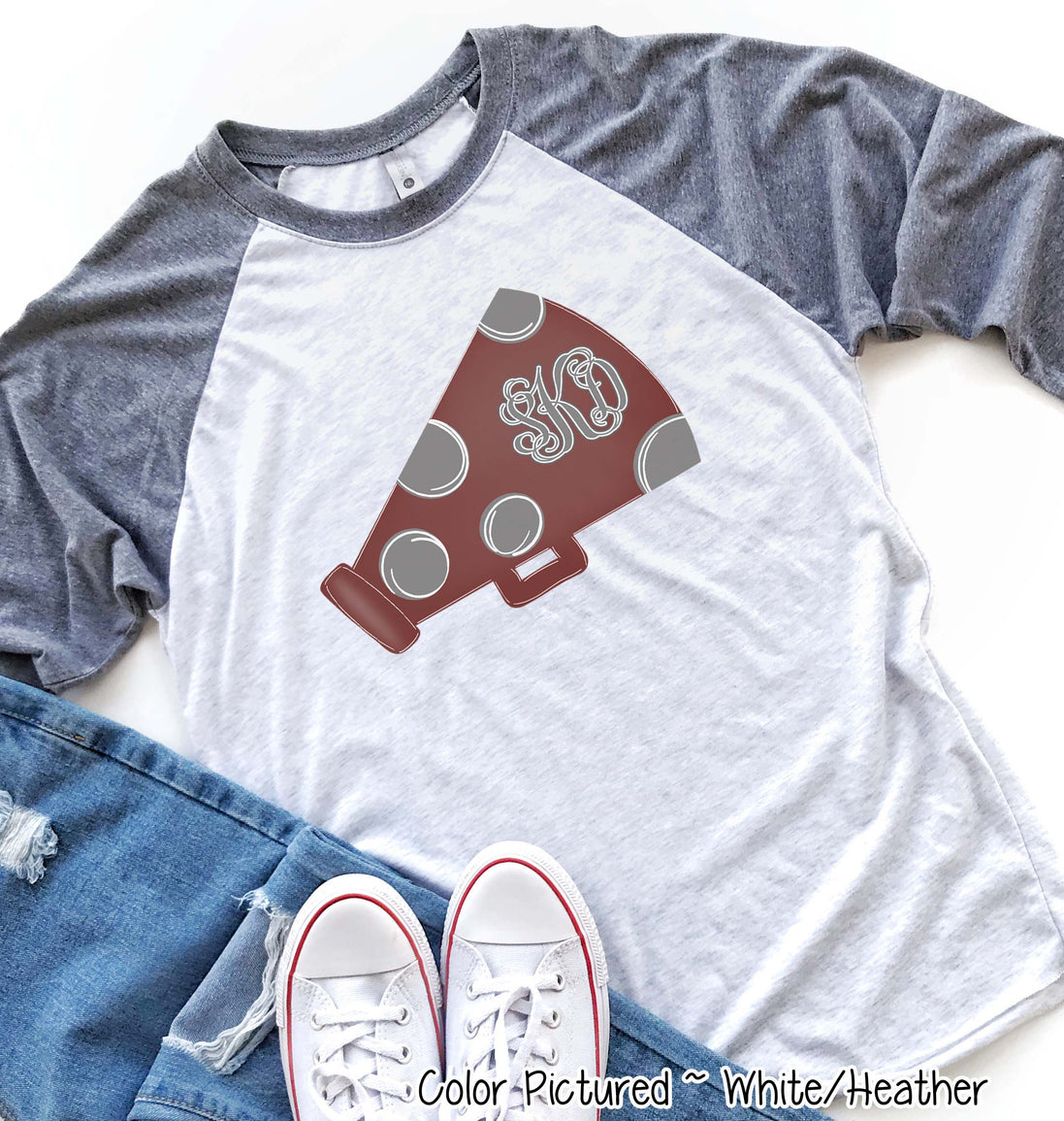 Personalized Dot Megaphone Cheerleader Spirit Tee