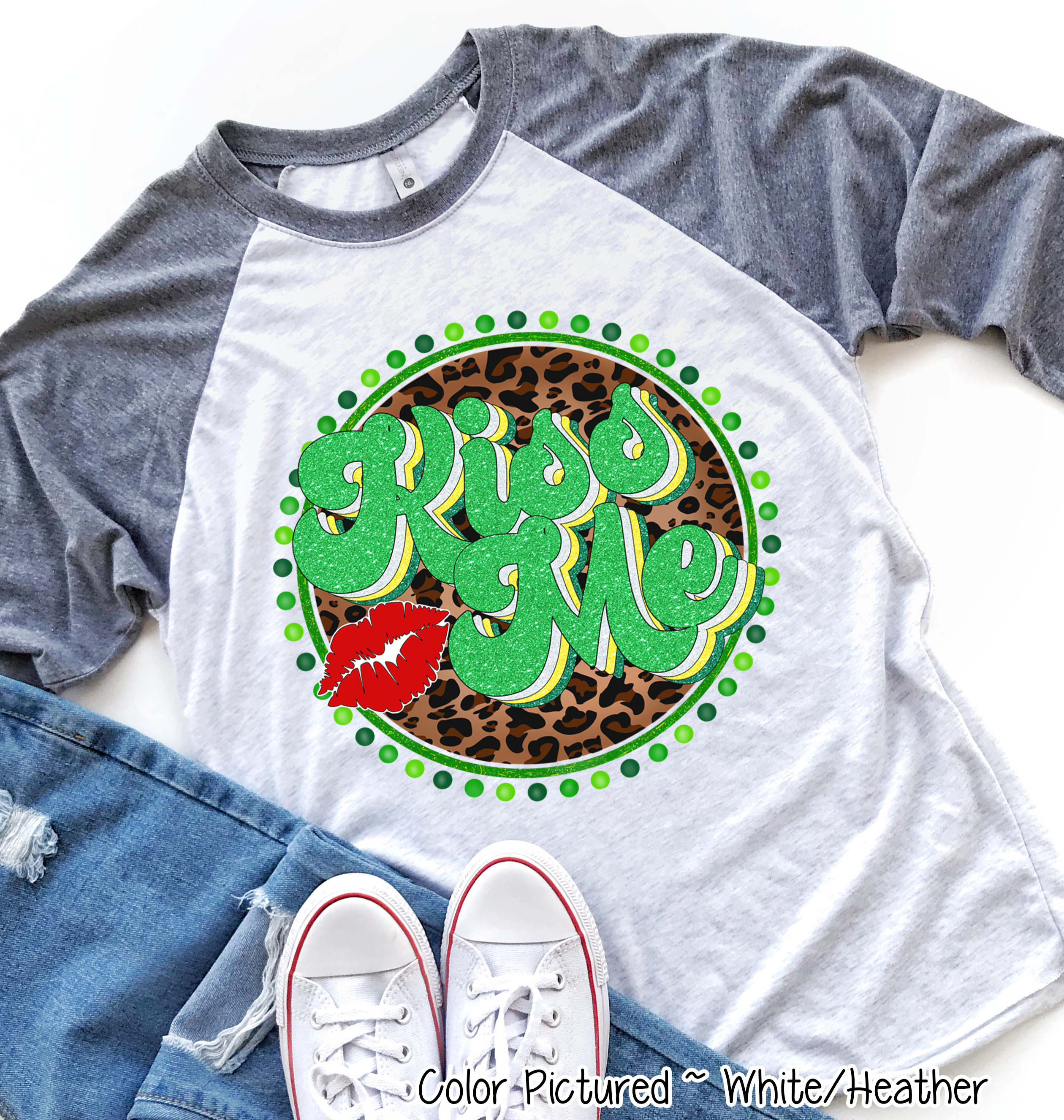 Retro Leopard Kiss Me St Patricks Day Tee