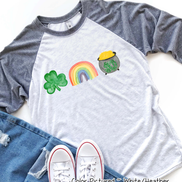 Monogram Shamrock Rainbow & Gold St Patricks Day Tee