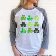 Monogram Watercolor Shamrocks St Patricks Day Tee