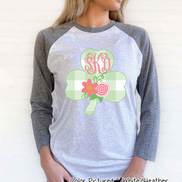 Monogram Buffalo Plaid Shamrock St Patricks Day Tee