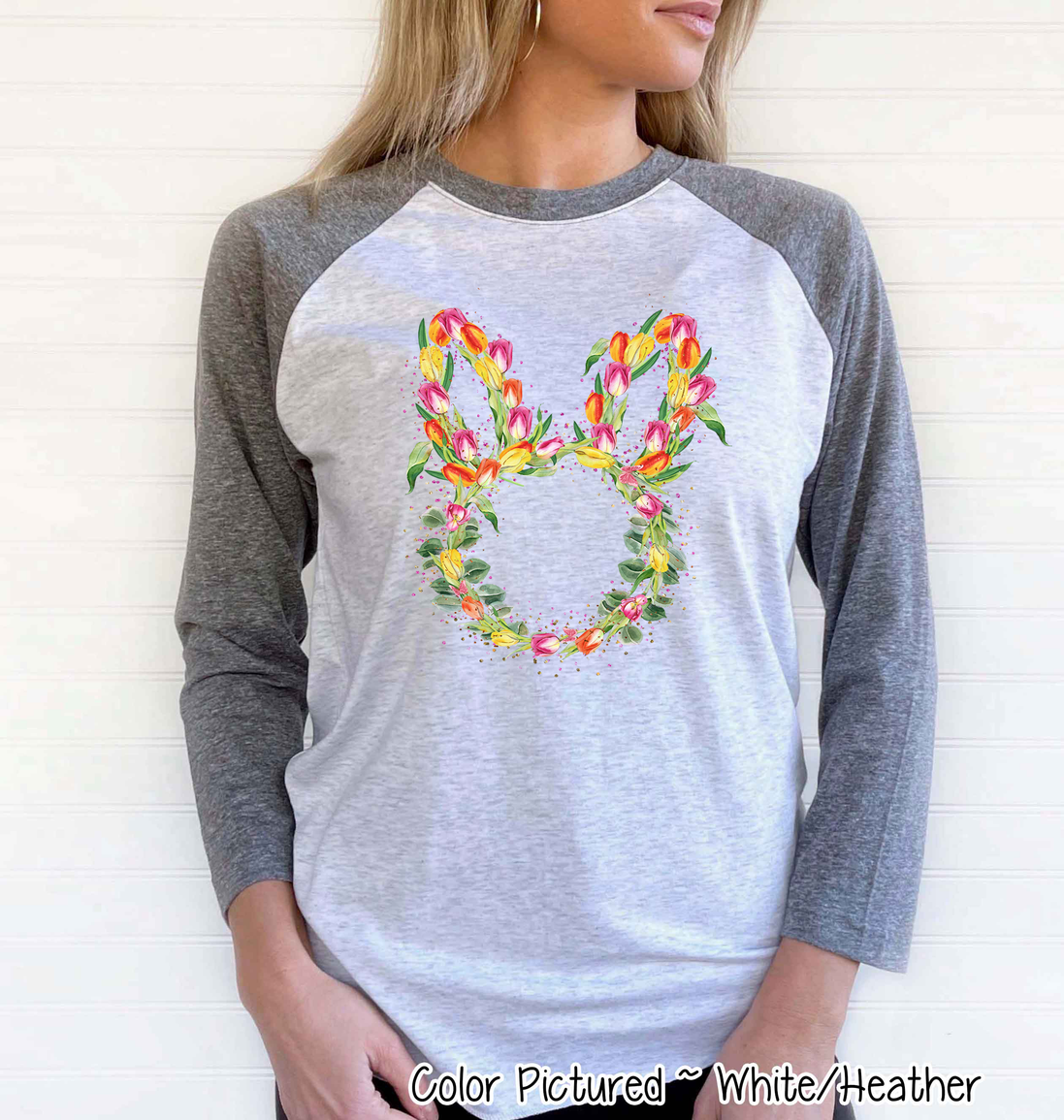 Bunny Head with Tulips Easter Tee