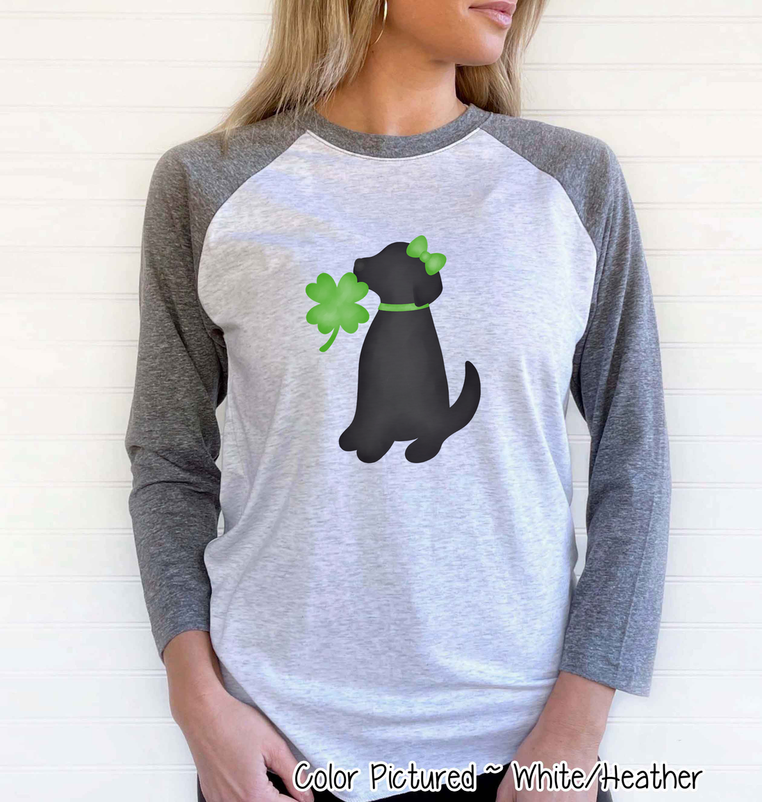 Black Lab Girl with Bow St Patricks Day Tee