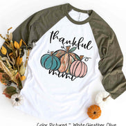 Personalized Thankful Pumpkin Trio Fall Thanksgiving Raglan Tee