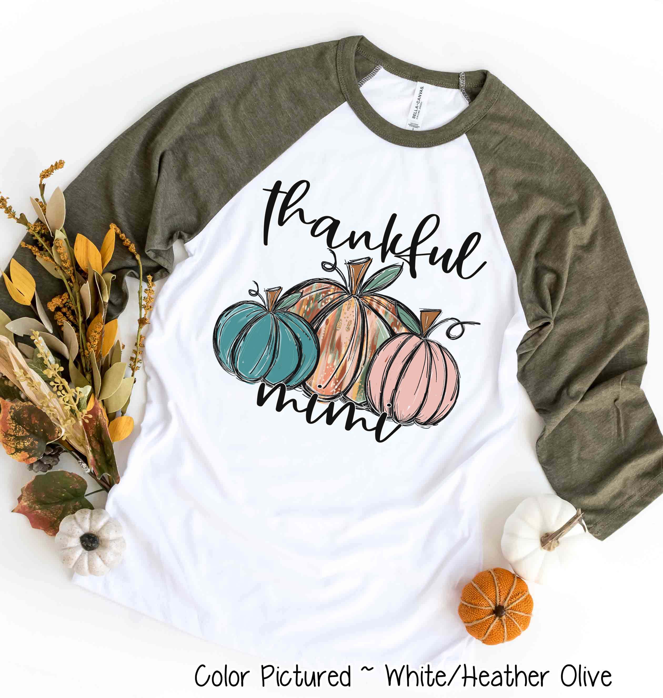 Personalized Thankful Pumpkin Trio Fall Thanksgiving Raglan Tee