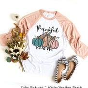 Personalized Thankful Pumpkin Trio Fall Thanksgiving Raglan Tee