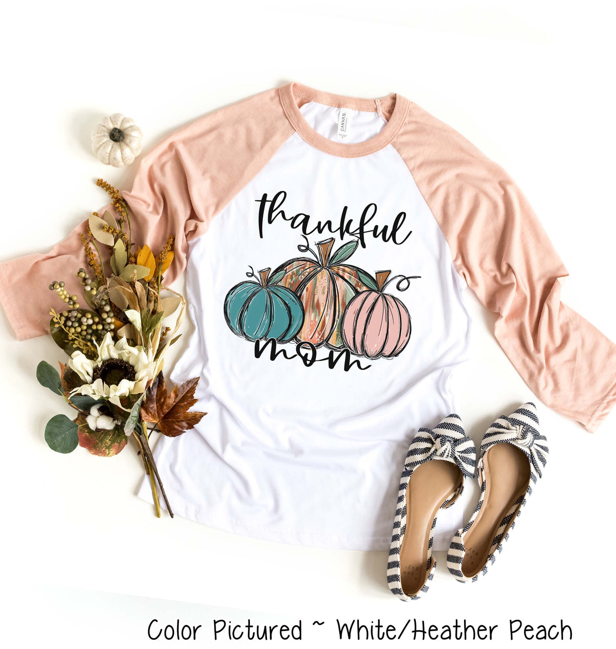 Personalized Thankful Pumpkin Trio Fall Thanksgiving Raglan Tee