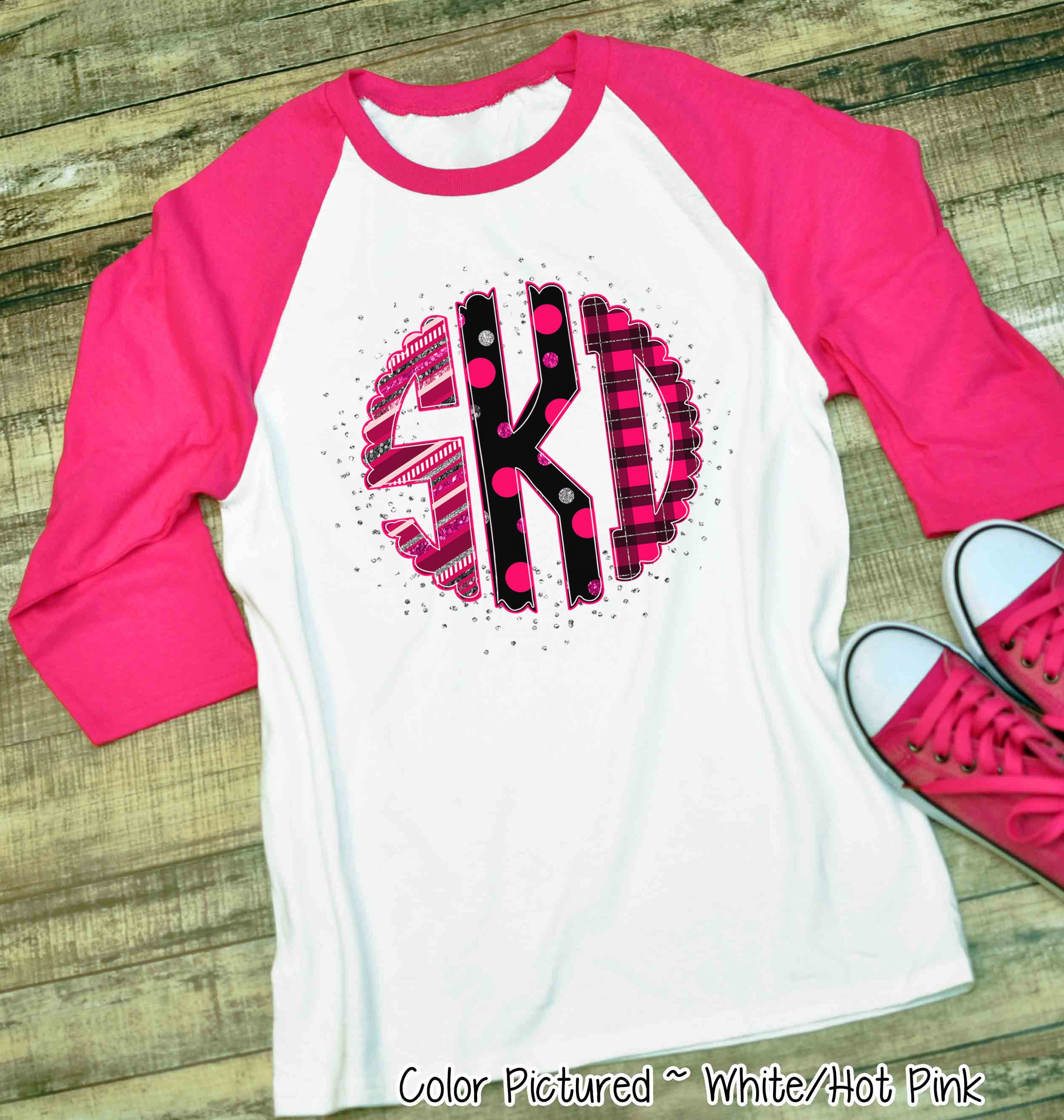 Monogram Pink, Black, Silver Print Valentine Shirt