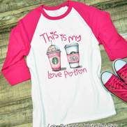 Monogram Love Potion Starbucks Coffee Valentine Shirt