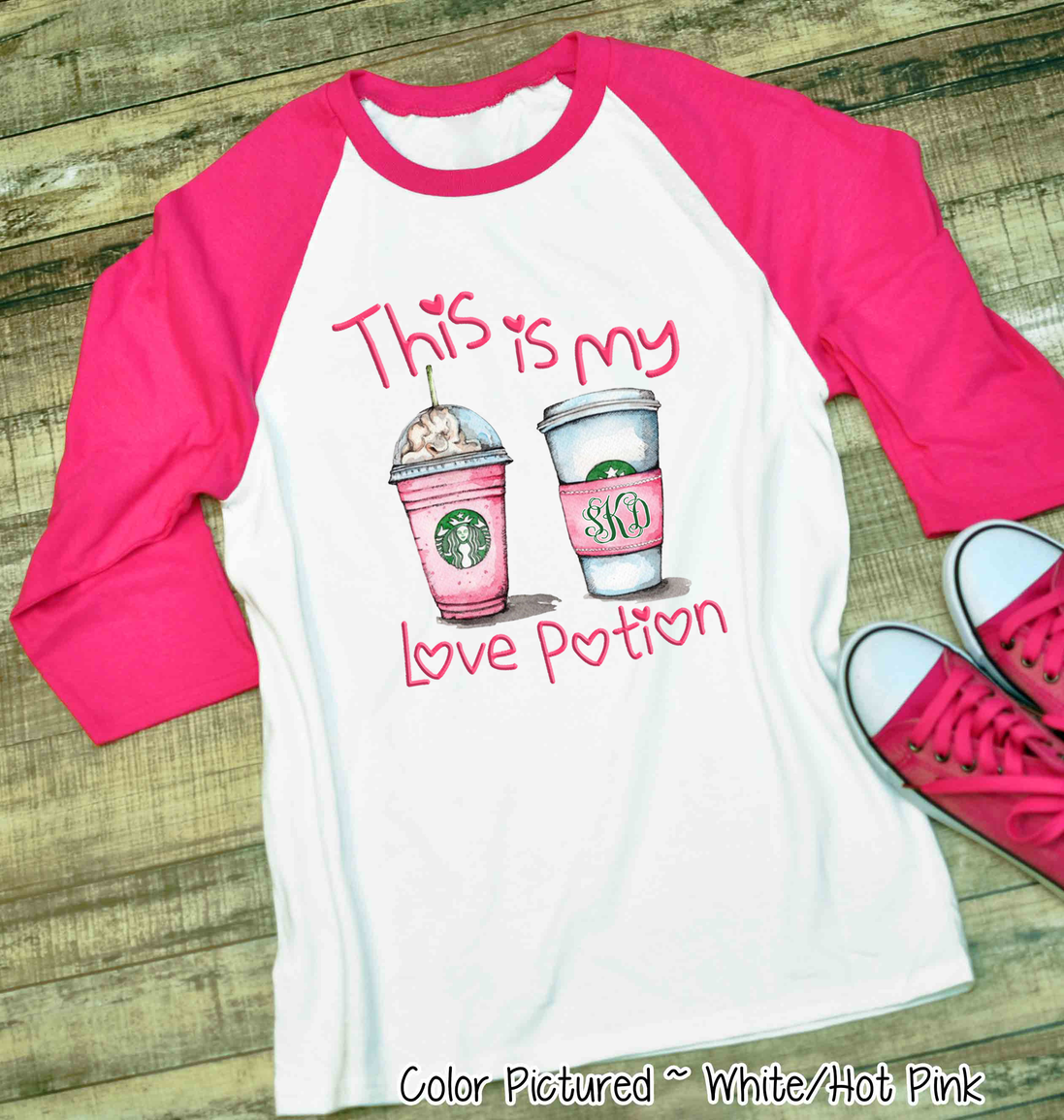 Monogram Love Potion Starbucks Coffee Valentine Shirt