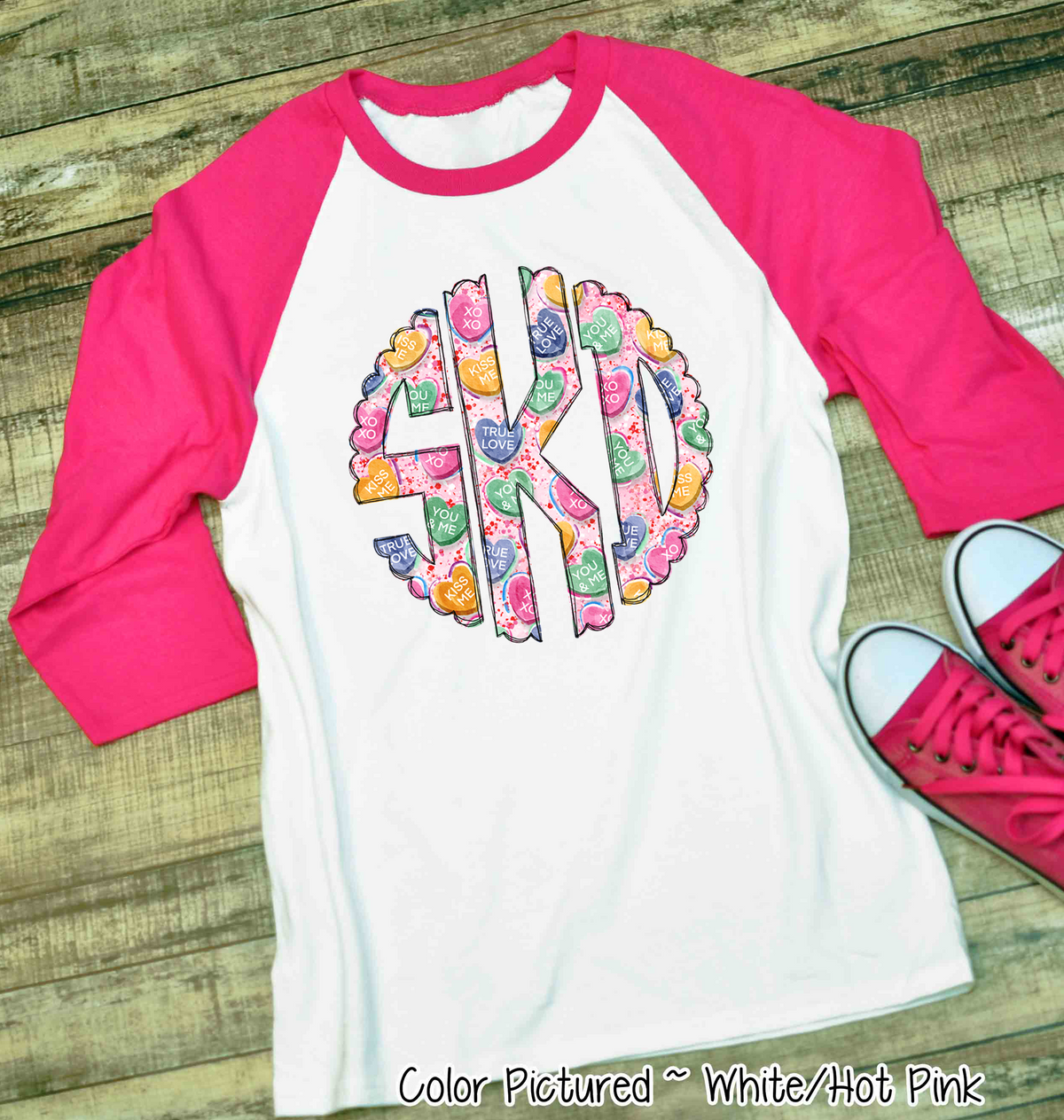 Monogram Conversation Hearts Prints Valentine Shirt