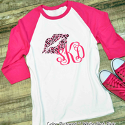 Monogram Pink Leopard Print Lips Valentine Shirt