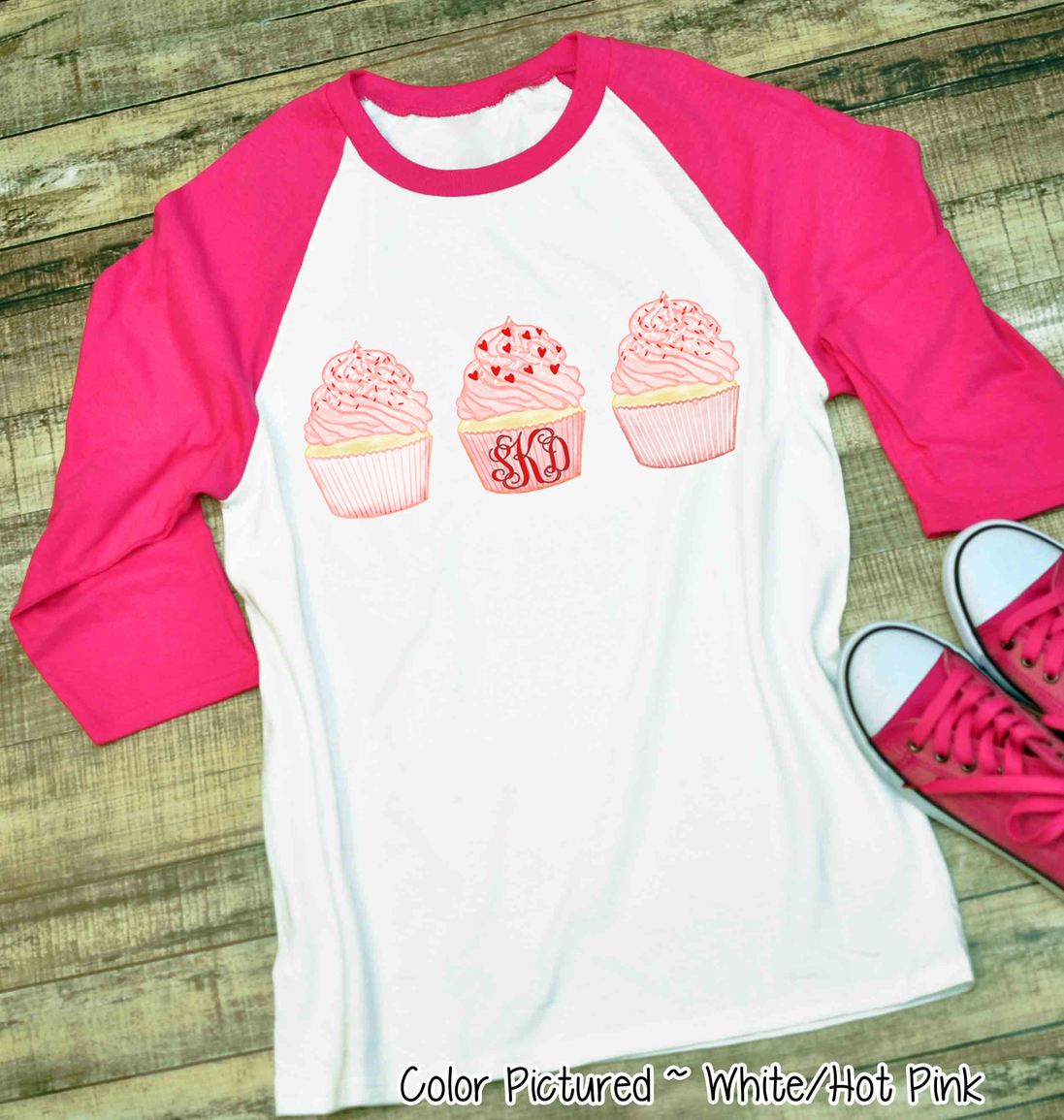 Monogram Cupcake Trio Valentine Shirt