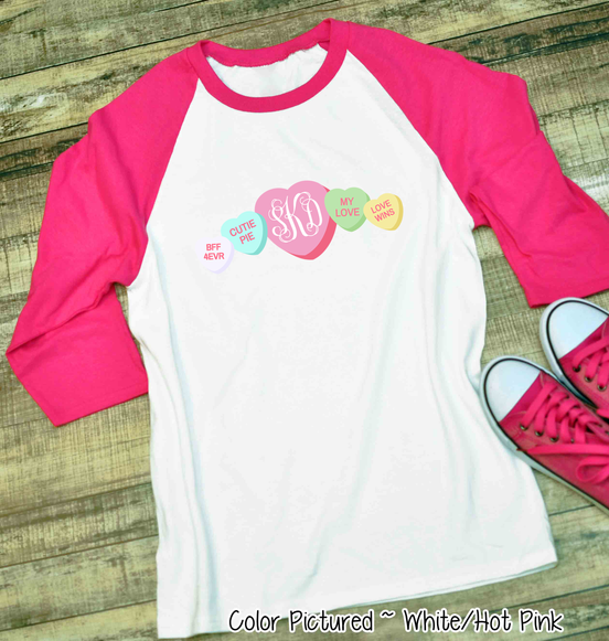 Monogram Conversation Hearts Line Valentine Shirt