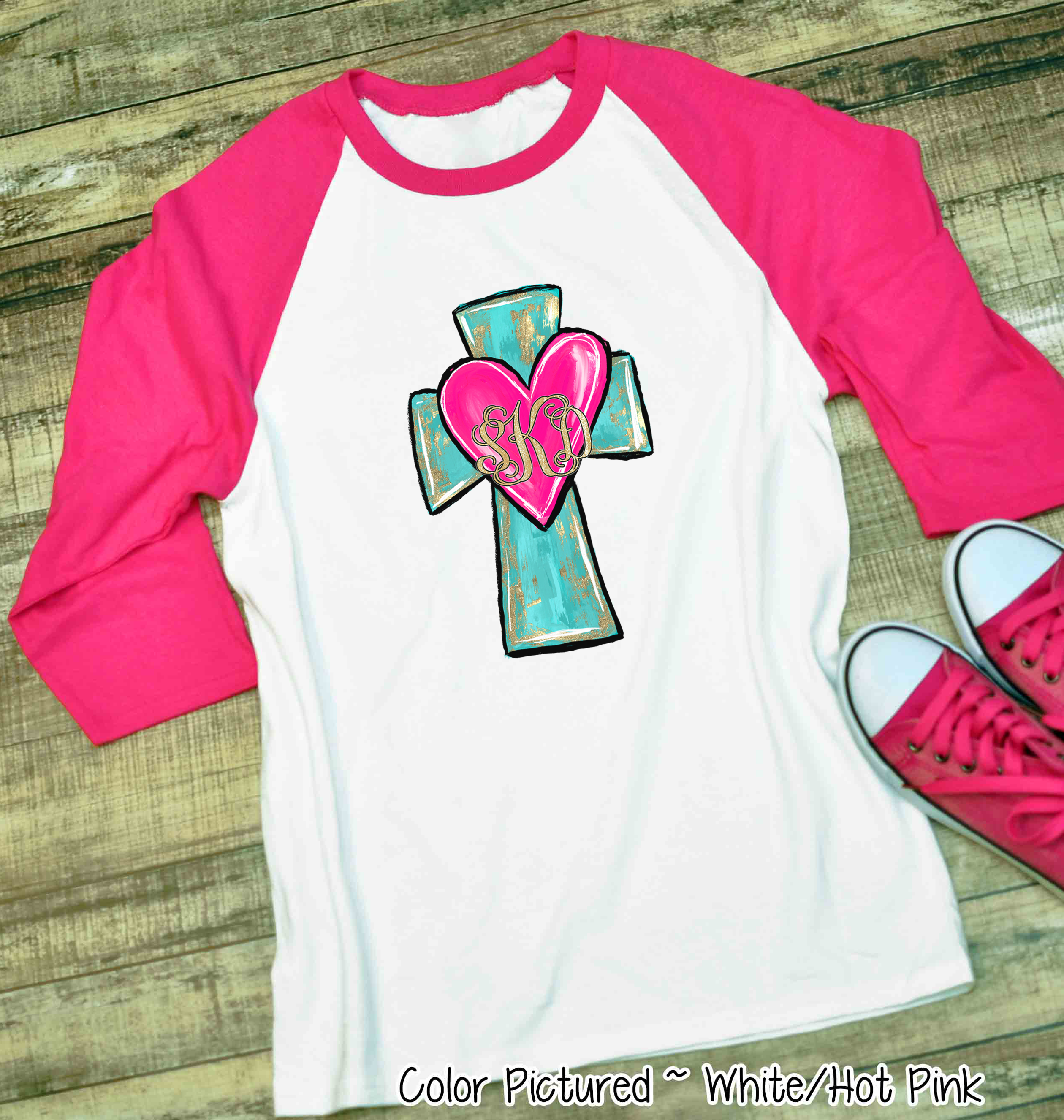 Monogram Cross and Heart with Gold Accents Shirt