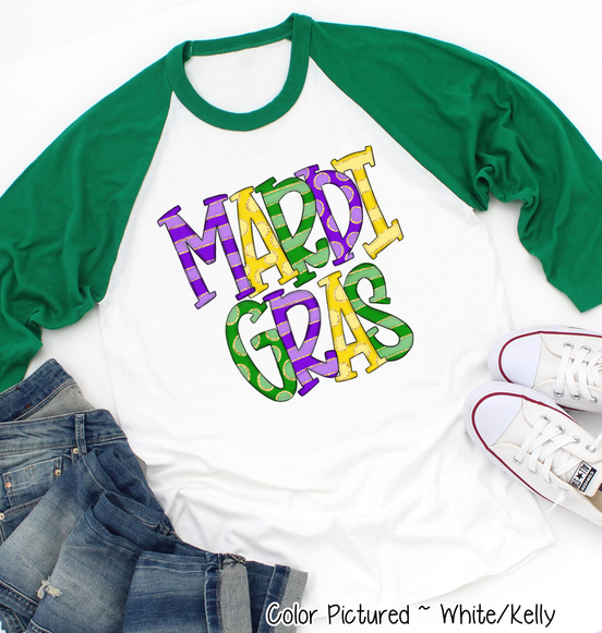 Mardi Gras Doodle Letters Tee