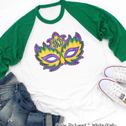 Monogram Watercolor Mardi Gras Mask Tee