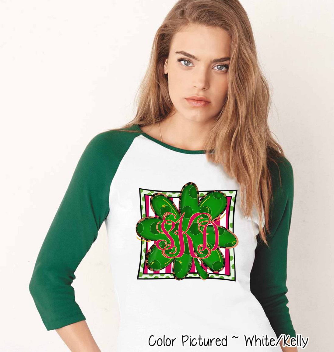 Monogram St Patricks Day Clover Tee