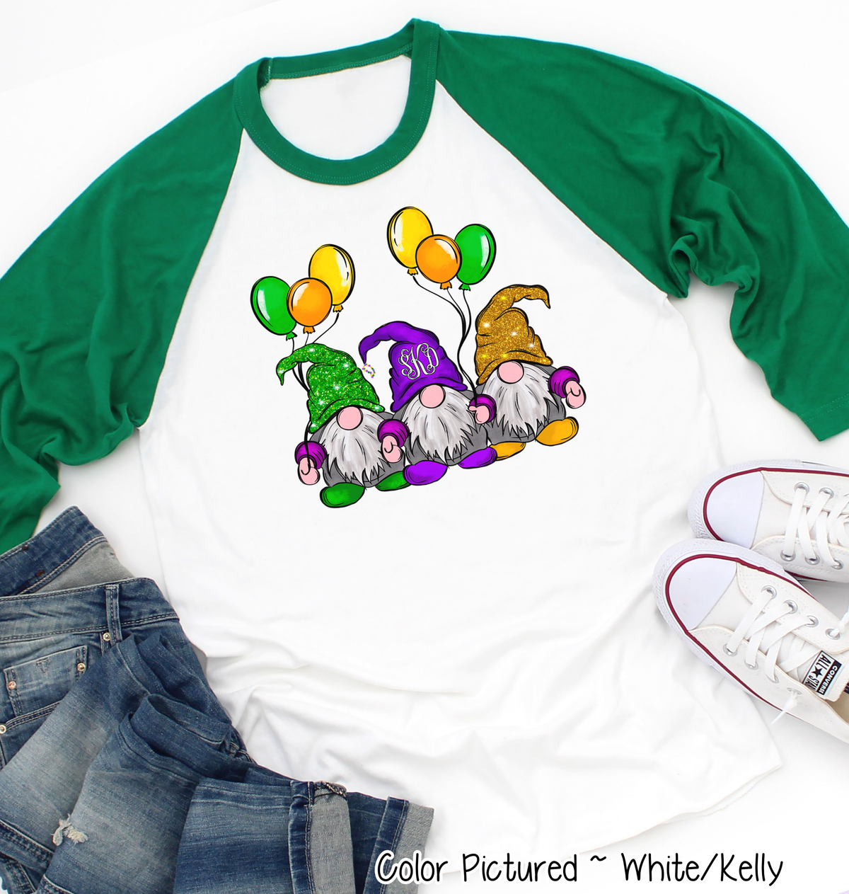 Monogram Gnomes Mardi Gras Tee