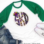 Big Monogram Mardi Gras Print with Mask Accent Tee