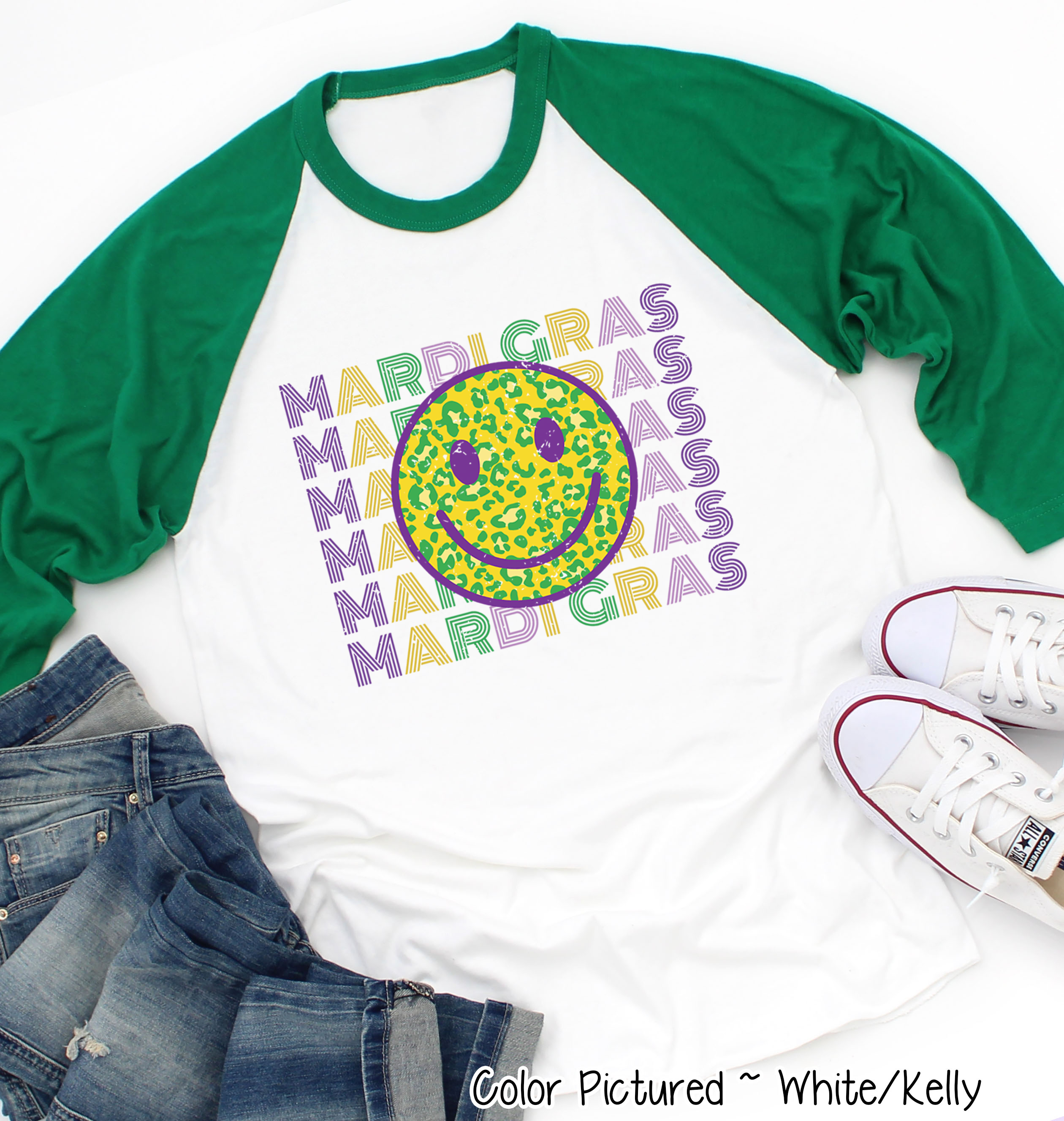 Smiley Face Happy Face Mardi Gras Tee