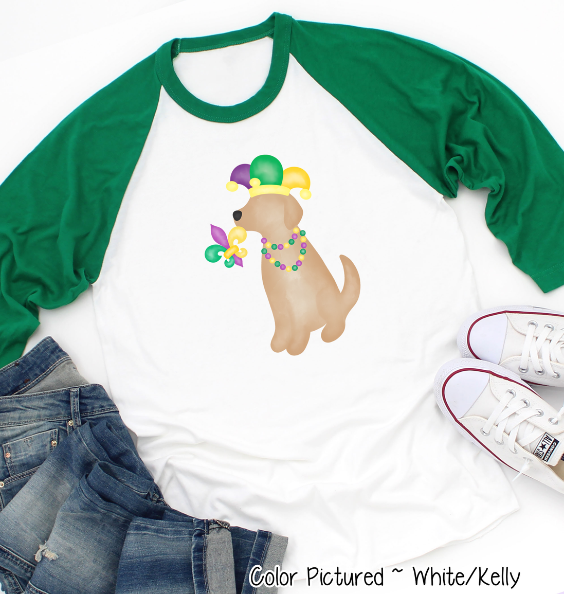 Yellow Lab Mardi Gras Tee