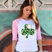 Monogram Green Leopard Shamrock St Patricks Day Tee