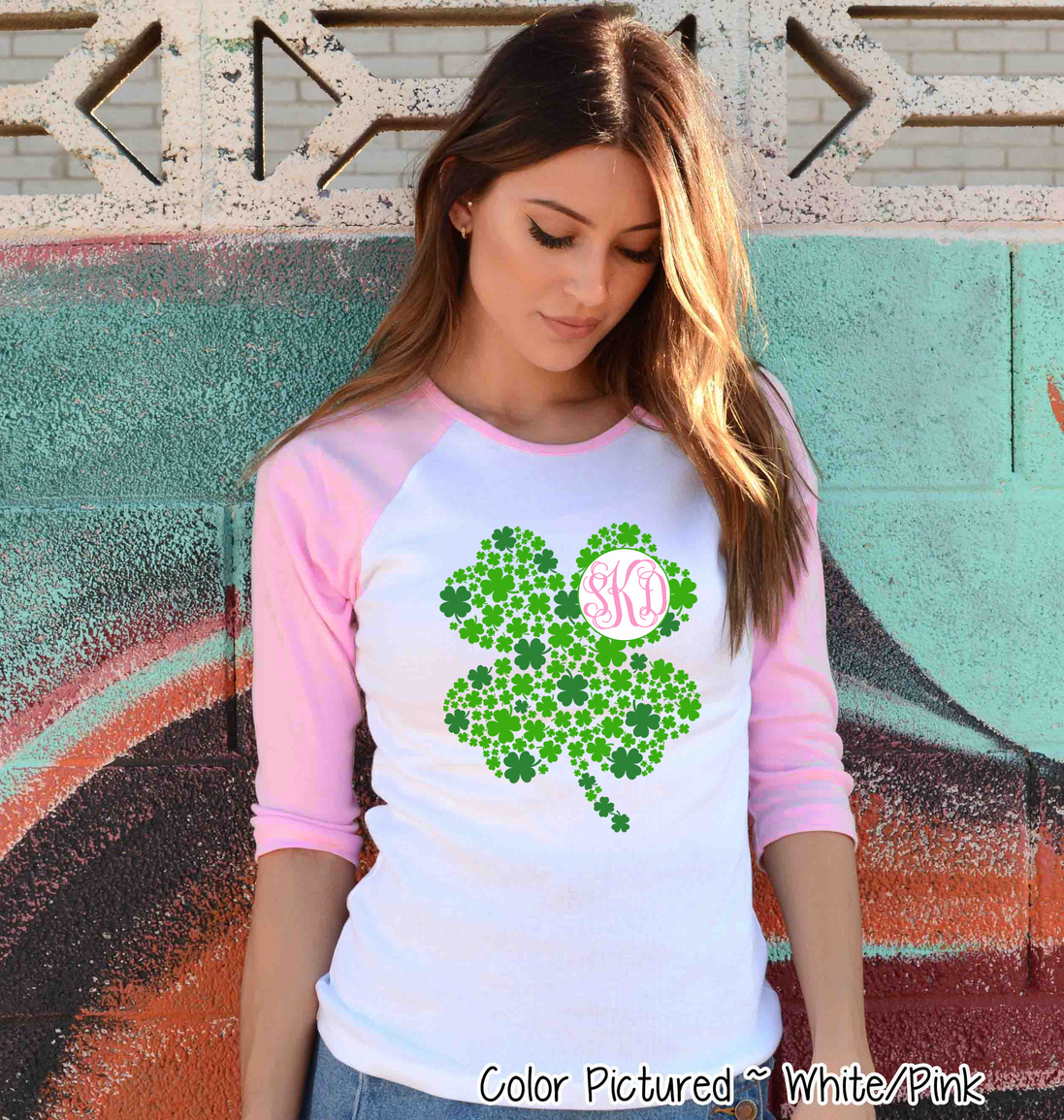 Monogram Multi Clover St Patricks Day Tee