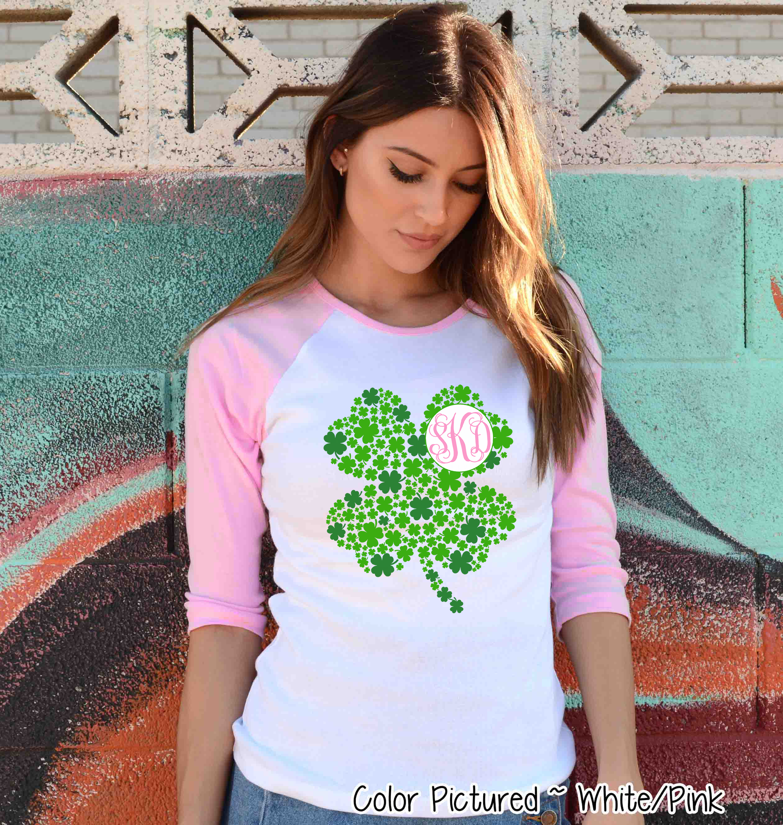 Monogram Multi Clover St Patricks Day Tee