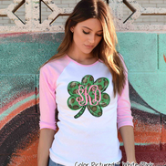 Monogram Green Leopard Shamrock St Patricks Day Tee