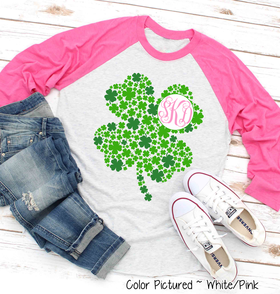 Monogram Multi Clover St Patricks Day Tee