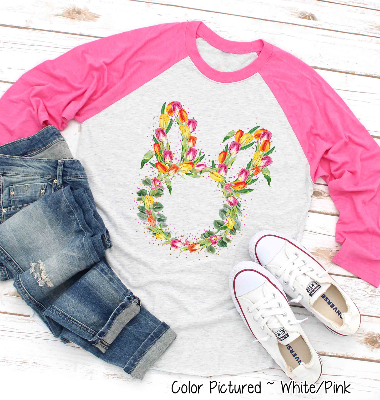 Bunny Head with Tulips Easter Tee