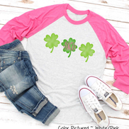 Monogram Watercolor Clover Trio St Patricks Day Tee