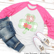 Monogram Buffalo Plaid Shamrock St Patricks Day Tee