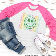 Retro Colorful Feelin Lucky Smiley Face St Patricks Day Tee