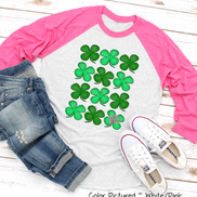 Monogram Rows of St Patricks Day Clovers Tee