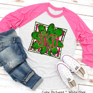Monogram St Patricks Day Clover Tee