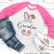 Cheetah Leopard Print Bunny Ears with Grandma Easter Tee
