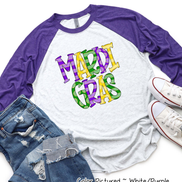 Mardi Gras Doodle Letters Tee