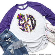 Big Monogram Mardi Gras Print with Mask Accent Tee