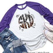 Band Choir Music Notes Leopard Big Monogram Tee