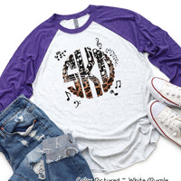 Band Choir Music Notes Leopard Big Monogram Tee
