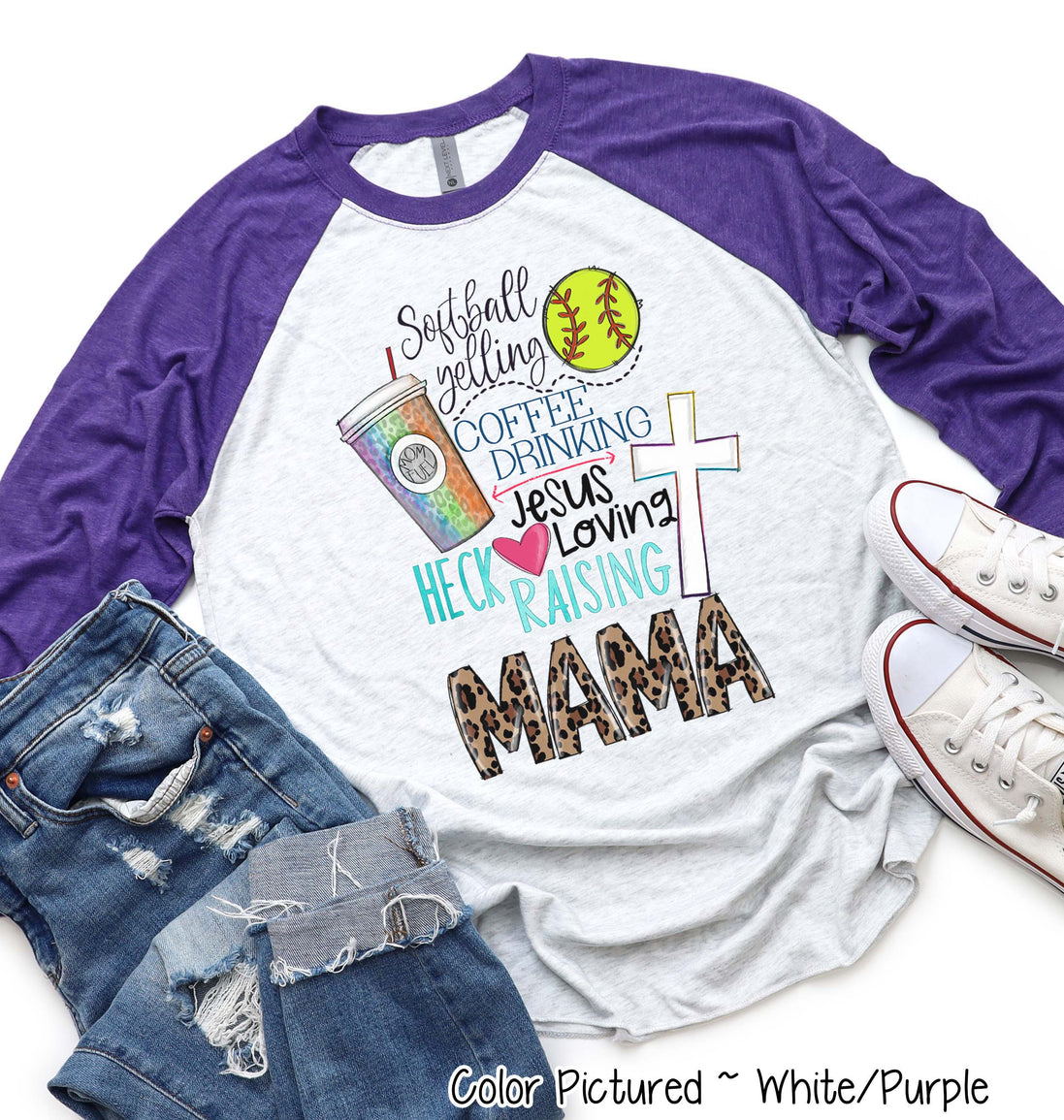 Softball Yelling Jesus Loving Mom Tee