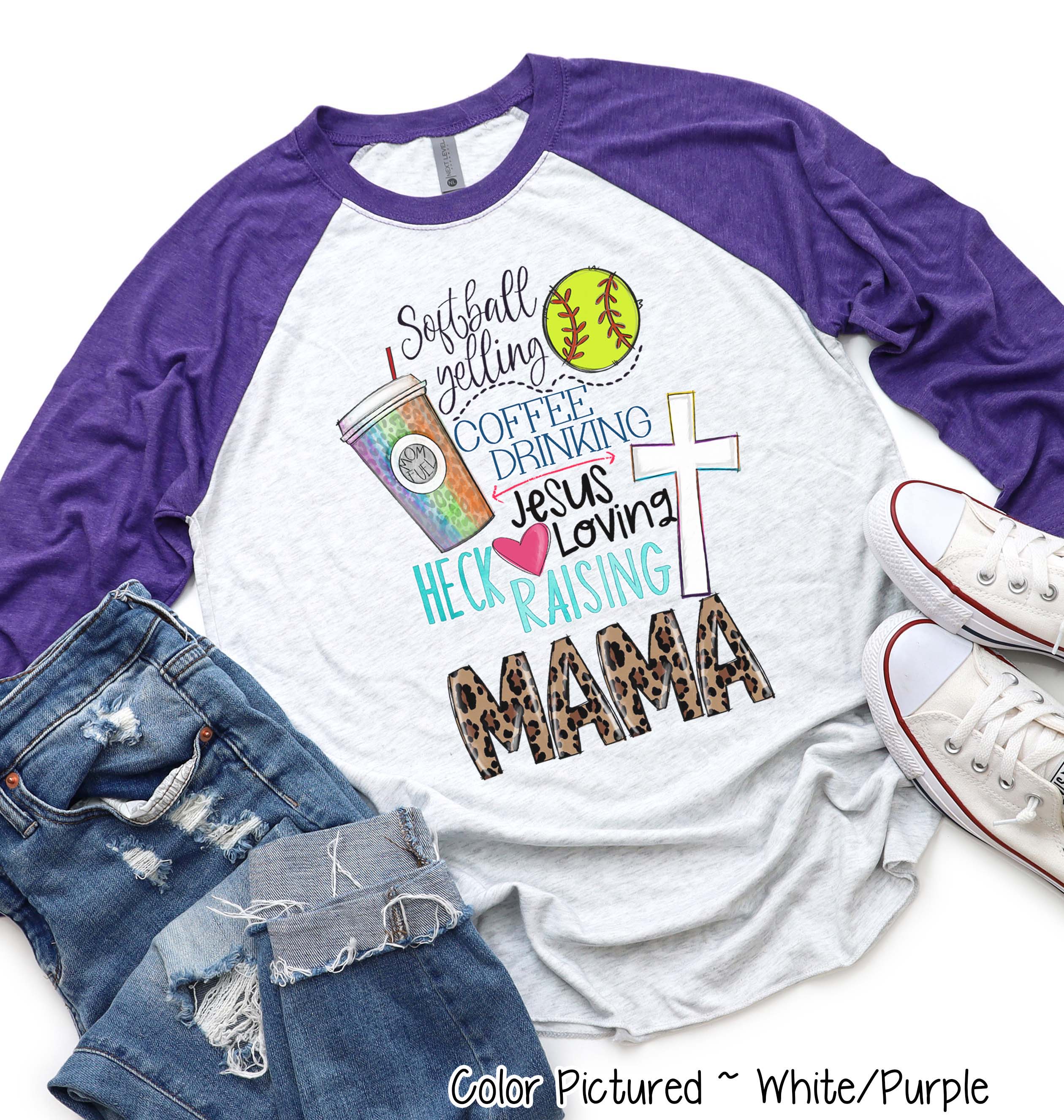 Softball Yelling Jesus Loving Mom Tee