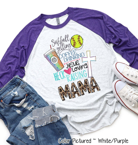 Softball Yelling Jesus Loving Mom Tee