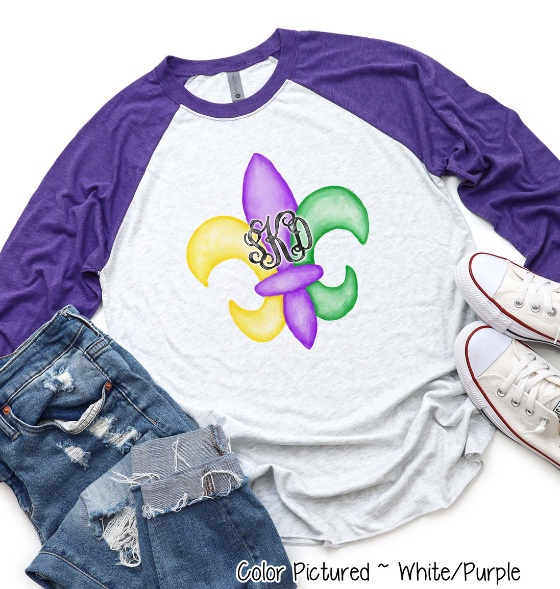 Monogram Fleur De Lis Mardi Gras Tee