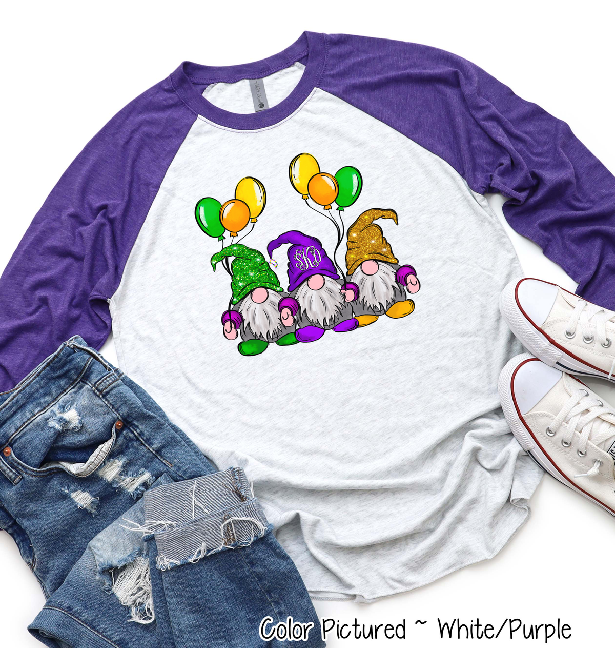 Monogram Gnomes Mardi Gras Tee