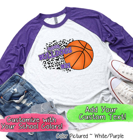 Personalized Leopard Basketball Number Fan Tee