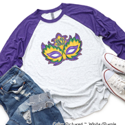 Monogram Watercolor Mardi Gras Mask Tee